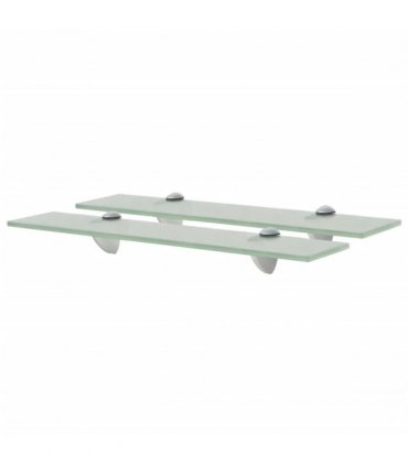 vidaXL Floating Shelves 2 pcs Glass 50x20 cm 8 mm — Colour: white, Size: 50 x 20 cm