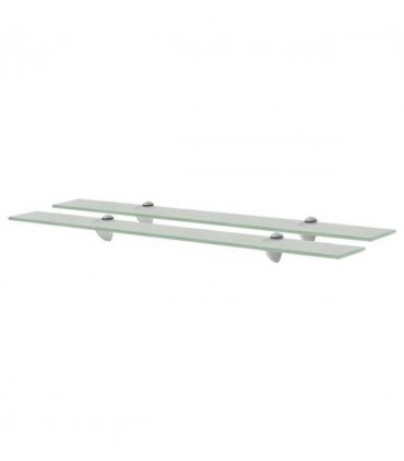 vidaXL Floating Shelves 2 pcs Glass 80x20 cm 8 mm — Colour: white, Size: 80 x 20 cm