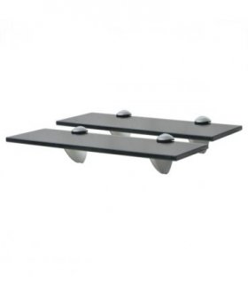 vidaXL Floating Shelf | Set of 2 | Black | Tempered Safety Glass | 30x20 cm — Size: 30 x 20 cm