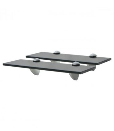 vidaXL Floating Shelf | Set of 2 | Black | Tempered Safety Glass | 30x20 cm — Size: 30 x 20 cm