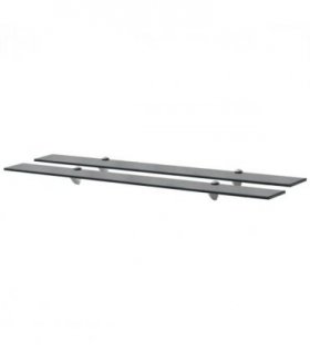 vidaXL Floating Shelf | Set of 2 | Black | Tempered safety glass | 100x20 cm — Size: 100 x 20 cm