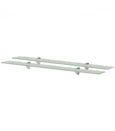 vidaXL Floating Shelves 2 pcs Glass 90x20 cm 8 mm — Colour: white, Size: 90 x 20 cm