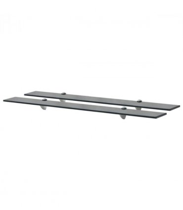 vidaXL Floating Shelf | Set of 2 | Black | Tempered safety glass | Medium — Size: 90 x 20 cm