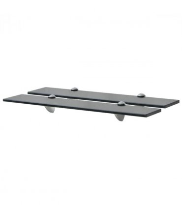 vidaXL Floating Shelf | Set of 2 | Black | Tempered safety glass, Zinc alloy — Size: 60 x 20 cm
