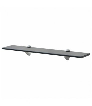vidaXL Floating Shelf | Set of 2 | Black | Tempered safety glass, Zinc alloy — Size: 60 x 20 cm