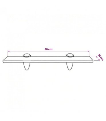 vidaXL Floating Shelf Glass 30x20 cm 8 mm — Colour: transparent, Size: 30 x 20 cm