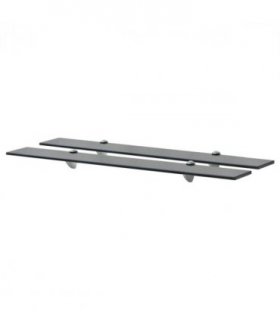 vidaXL Floating Shelf | Set of 2 | Black | Tempered safety glass, Zinc alloy — Size: 80 x 20 cm