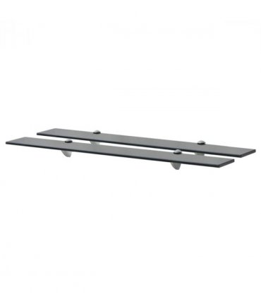 vidaXL Floating Shelf | Set of 2 | Black | Tempered safety glass, Zinc alloy — Size: 80 x 20 cm