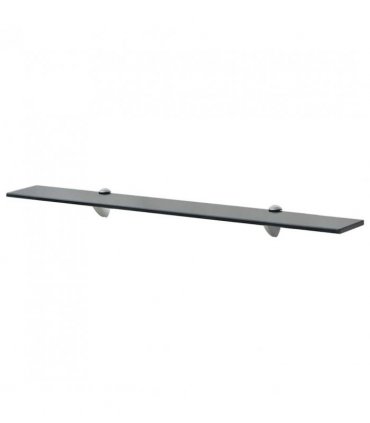 vidaXL Floating Shelf | Set of 2 | Black | Tempered safety glass, Zinc alloy — Size: 80 x 20 cm