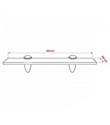 vidaXL Floating Shelf Glass 30x20 cm 8 mm — Colour: black, Size: 30 x 20 cm