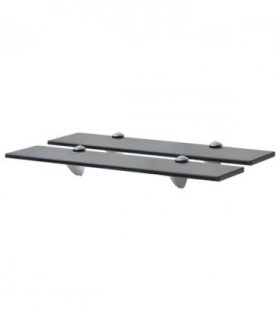 vidaXL Floating Shelf | Set of 2 | Black | Tempered safety glass | 50x20cm — Size: 50 x 20 cm