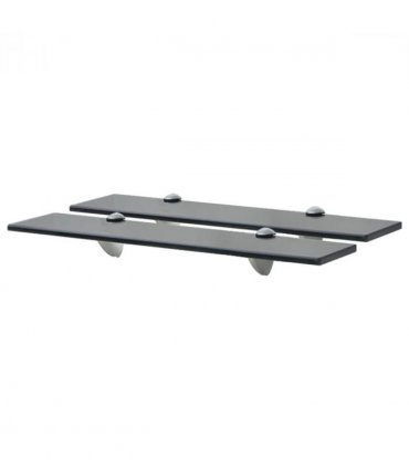 vidaXL Floating Shelf | Set of 2 | Black | Tempered safety glass | 50x20cm — Size: 50 x 20 cm