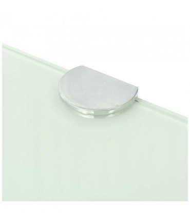 vidaXL Corner Shelf with Chrome Supports Glass White 45x45 cm — Size: 45 x 45 cm