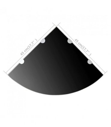 vidaXL Corner Shelf with Chrome Supports Glass Black 45x45 cm — Size: 45 x 45 cm