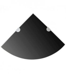 vidaXL Corner Shelves 2 pcs with Chrome Supports Glass Black 35x35 cm — Size: 35 x 35 cm