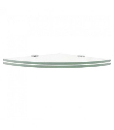vidaXL Corner Shelf | Set of 2 | Clear | Tempered glass | 25x25 cm — Colour: transparent, Size: 25 x 25 cm