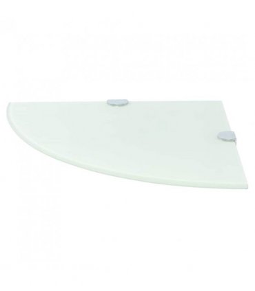 vidaXL Corner Shelves 2 pcs with Chrome Supports Glass White 35x35 cm — Size: 35 x 35 cm