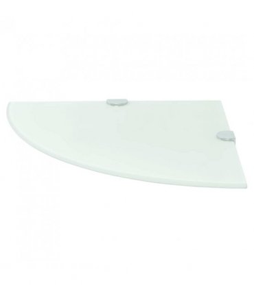 vidaXL Corner Shelf with Chrome Supports Glass White 25x25 cm — Size: 25 x 25 cm