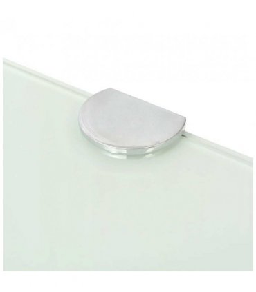 vidaXL Corner Shelf with Chrome Supports Glass White 25x25 cm — Size: 25 x 25 cm