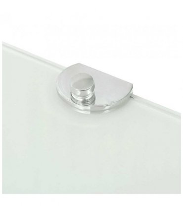 vidaXL Corner Shelf with Chrome Supports Glass White 25x25 cm — Size: 25 x 25 cm