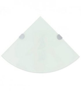 vidaXL Corner Shelf with Chrome Supports Glass White 35x35 cm — Size: 35 x 35 cm