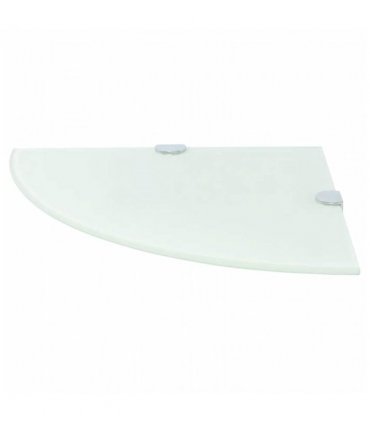 vidaXL Corner Shelf with Chrome Supports Glass White 35x35 cm — Size: 35 x 35 cm