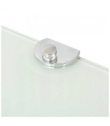 vidaXL Corner Shelf with Chrome Supports Glass White 35x35 cm — Size: 35 x 35 cm