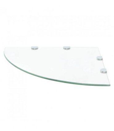 vidaXL Corner Shelf with Chrome Supports Glass Clear 45x45 cm — Colour: transparent, Size: 45 x 45 cm