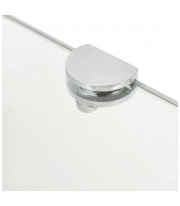 vidaXL Corner Shelf with Chrome Supports Glass Clear 45x45 cm — Colour: transparent, Size: 45 x 45 cm