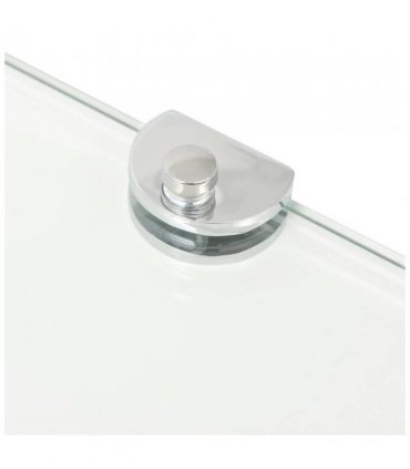 vidaXL Corner Shelf with Chrome Supports Glass Clear 45x45 cm — Colour: transparent, Size: 45 x 45 cm