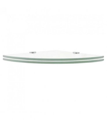 vidaXL Corner Shelves 2 pcs with Chrome Supports Glass Clear 35x35 cm — Colour: transparent, Size: 35 x 35 cm