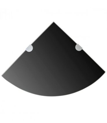 vidaXL Corner Shelf with Chrome Supports Glass Black 35x35 cm — Size: 35 x 35 cm