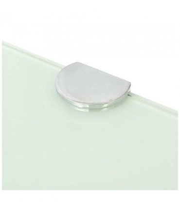 vidaXL Corner Shelves 2 pcs with Chrome Supports Glass White 45x45 cm — Size: 45 x 45 cm
