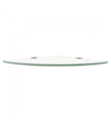 vidaXL Corner Shelf with Chrome Supports Glass Clear 35x35 cm — Colour: transparent, Size: 35 x 35 cm