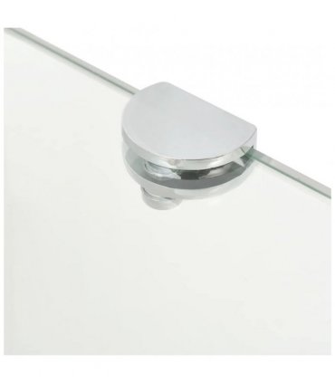 vidaXL Corner Shelf with Chrome Supports Glass Clear 35x35 cm — Colour: transparent, Size: 35 x 35 cm