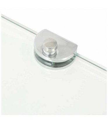 vidaXL Corner Shelf with Chrome Supports Glass Clear 35x35 cm — Colour: transparent, Size: 35 x 35 cm
