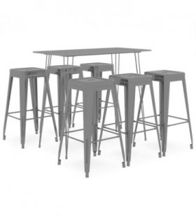 vidaXL 7 Piece Bar Set Black