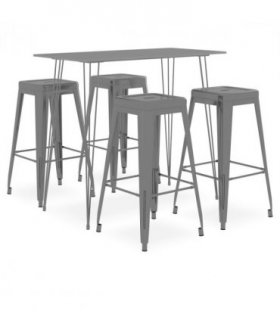 vidaXL 5 Piece Bar Set Black