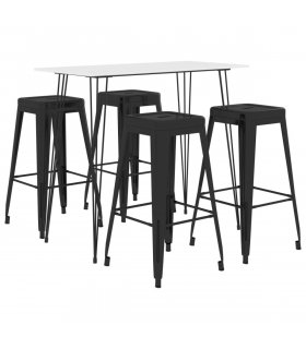vidaXL 5 Piece Bar Set White and Black