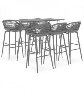 vidaXL 7 Piece Bar Set Black — V0671953368