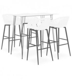 vidaXL 5 Piece Bar Set White — V0671953369