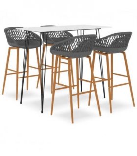 vidaXL 5 Piece Bar Set White and Grey — V0671953373