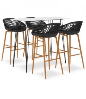 vidaXL 5 Piece Bar Set White and Black — V0671953374