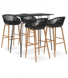 vidaXL 5 Piece Bar Set Black — V0671953376