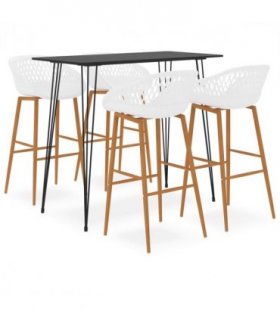 vidaXL 5 Piece Bar Set Black and White — V0671953379