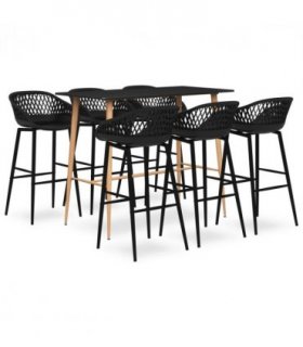 vidaXL Bar Set | Black | MDF, Powder-Coated Steel, PP | Durable | Bar Set