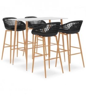vidaXL 5 Piece Bar Set White and Black — V0671953414