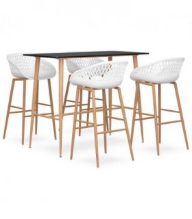 vidaXL 5 Piece Bar Set Black and White — V0671953416