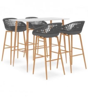 vidaXL 5 Piece Bar Set White and Grey — V0671953424
