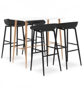 vidaXL 5 Piece Bar Set White and Black — V0671953426